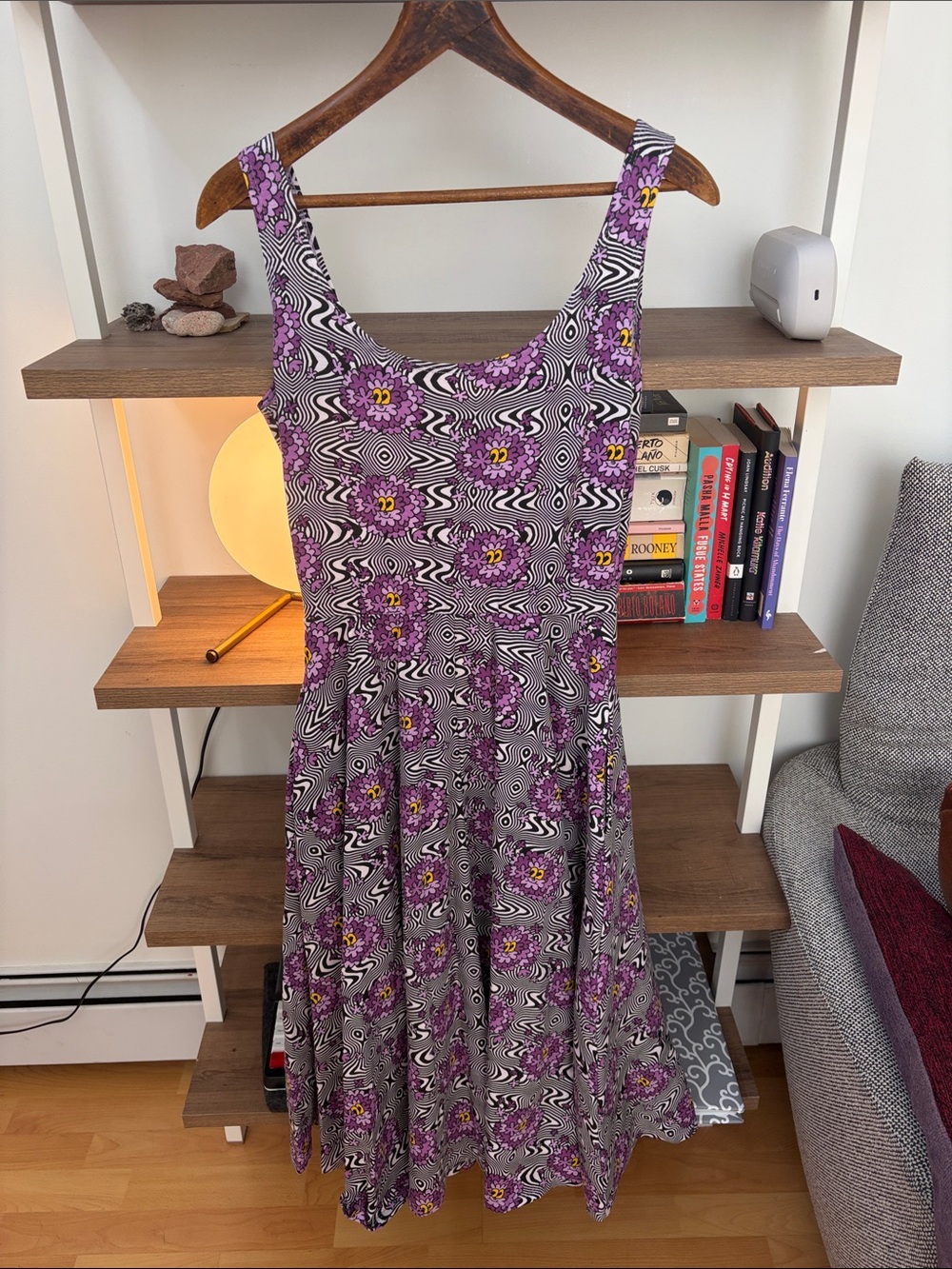 Nooworks Purple Floral Scoop-Neck Midi Dress